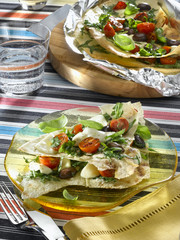 pizza légère à la tomate et au rucola