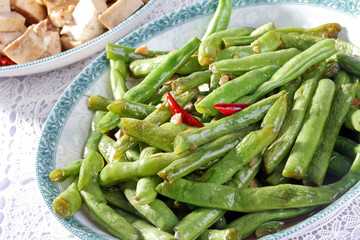 Green Beans and Garlic in the plate