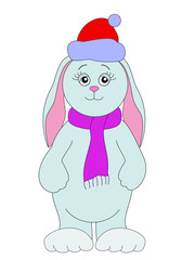 Hare in a cap of Santa Claus