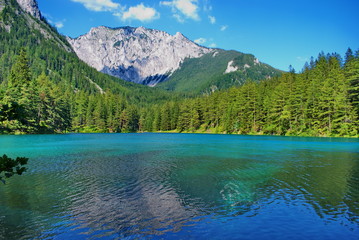 Naklejka na ściany i meble Mountains and turquoise lake-Gruener See,Styria,Austria
