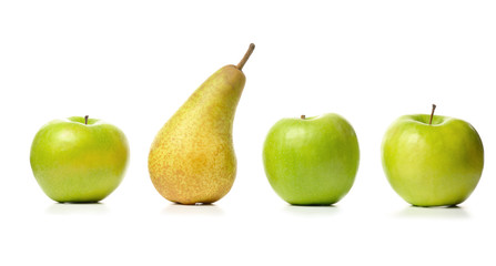 three apples and pear
