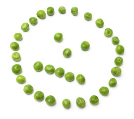 Neutral looking face from peas