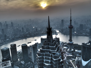 Naklejka premium Blick vom World Financial Center Schanghai