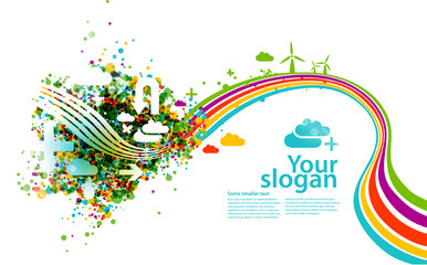 creative rainbow eco illustration - obrazy, fototapety, plakaty