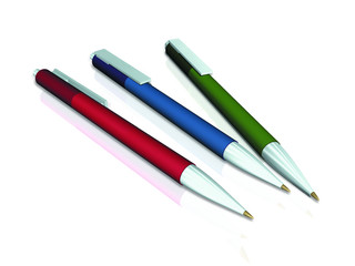 Blank pens on white background