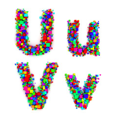 Letters made of colorful boxes