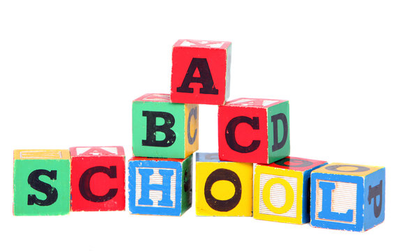 Children's building blocks on white background