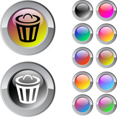 Dustbin multicolor round button.