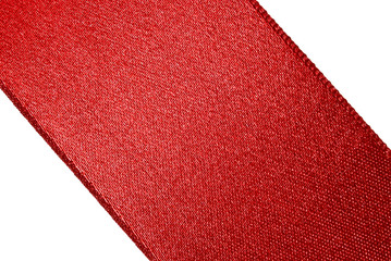 red ribbon at an angle, in isolation