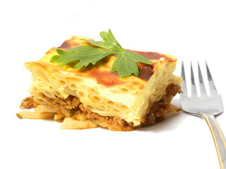 Casserole of macaroni . Greek pastitsio. Lasagna