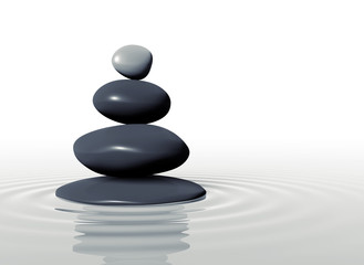 Naklejka premium Zen - stones in balanced pile in calm water