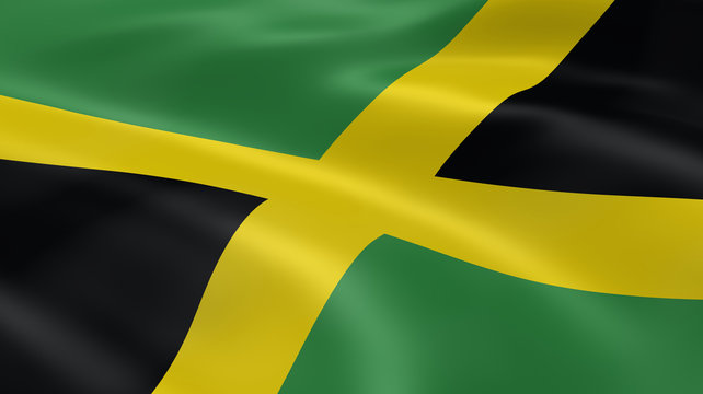 Jamaican flag in the wind