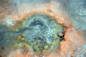 Colored sediments in hot spring