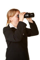 young business woman with binoculars