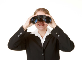young business woman isolatedwith binoculars