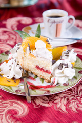 cake with peaches