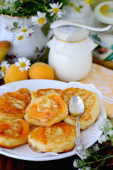 Pancakes with apricot inside.