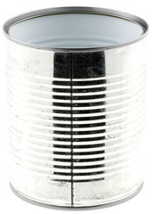 boîte de conserves vide, fond blanc
