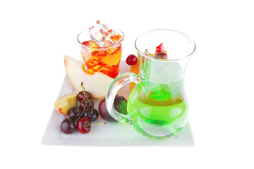 fruit icecream and raw fruits