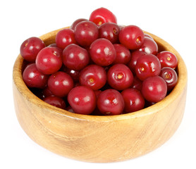 Close image of cherry isolated on white background