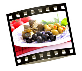 oliven und weinblätter
