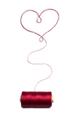 Heart made of red thread