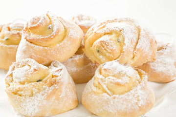 sweet Savoury buns with white icing