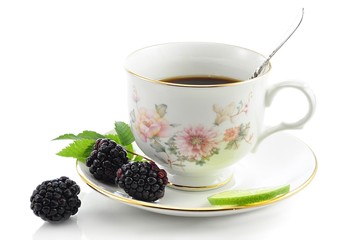 cup of tea and blackberry