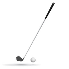 Golf Ball and Club vector illustration, ball is detailed