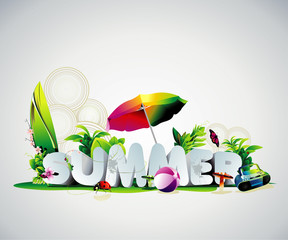 summer 3d text vector