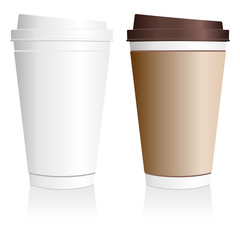Plastic coffee cup templates over white background