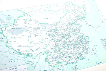 Fototapeta na wymiar china on map
