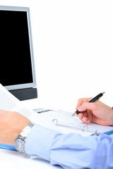 Fototapeta premium Businessman is checking a paperwork