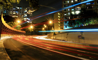 Fototapeta na wymiar car light in city at night