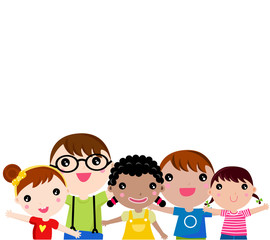 Fototapeta premium Three boys and two girls