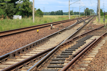 Obraz premium railroad track and switch points