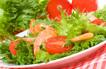 salad with shrimps and tomato
