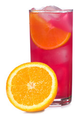 Red cocktail with orange and ice