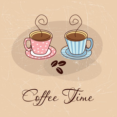 Greeting card with two cups of coffee