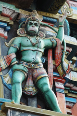 Fototapeta na wymiar Hanuman - hindu God, king of monkeys,decoration of hindu temple