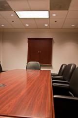 Conference Room Table and Leather Chairs