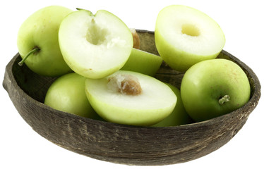 ziziphus jujuba, jujubes noix coco, fond blanc