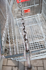 Shopping cart with chain.