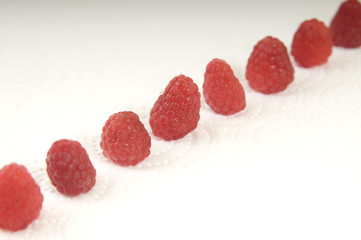Raspberry fruits on white background