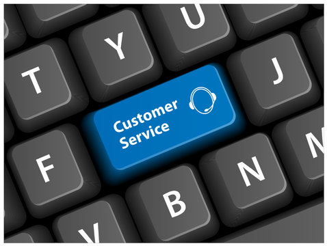 CUSTOMER SERVICE key on keyboard (web button contact call us now