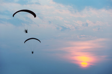 Paramotor at Sunset