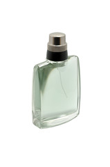 Isolated grey bottle of perfume (side view)