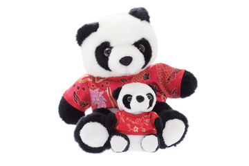 Toy Pandas in Chinese Costume