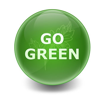 Esfera brillante con texto "GO GREEN"