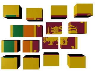 Sri Lanka Flag on cubes against white illustration